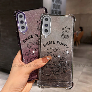 SAMSUNG 適用於三星 A50 A50S A30S A70 A750 A7 2018 手機殼滑板車小狗四角閃光紙矽膠