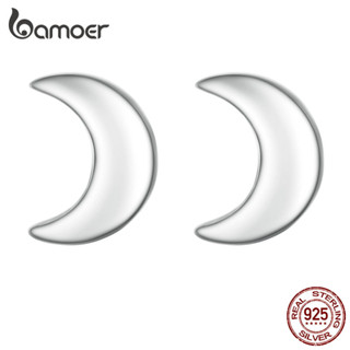 Bamoer 925 純銀耳環迷你月亮無耳塞設計簡約女士禮物 SCE1564