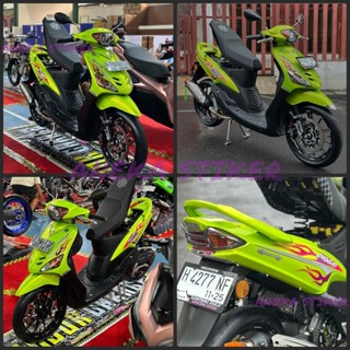 山葉 Hijau 條紋貼紙 Yamaha mio 2006 2007 運動型條紋火綠色全套