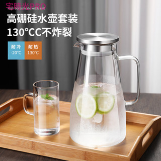 【宅時光PRO家居館】玻璃冷水壺 傢用 耐高溫 大容量 涼水盃 泡茶壺套裝 耐高溫開水瓶 涼水壺