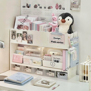 免運🎆學生宿捨書桌上轉角置物架桌麵多層收納架書架小型書櫃ins風新款