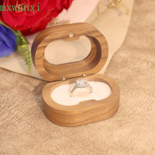 MXWANXI戒指盒,木製的訂婚戒指結婚戒指盒,有創造力的珠寶收納盒小型的防塵的情侶戒指託訂婚