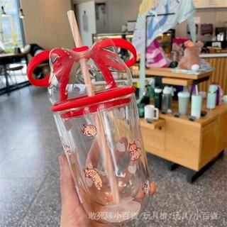 限時下殺 星巴克情人節吸管杯 星動系列 可愛貓咪蝴蝶結玻璃水杯 馬克杯 情侶水杯 咖啡杯 牛奶杯 生日禮物 交換禮物