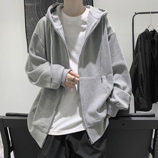 春秋新款連帽小外套拉鍊大學T男士潮流百搭休閒簡約外套ins寬鬆衣服20250513