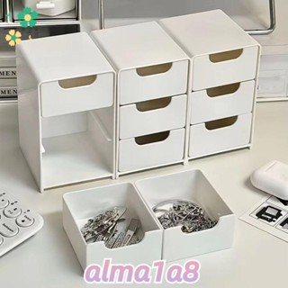 ALMA1A8化妝品收納盒,3層抽屜式桌面收納盒,大容量迷你型分隔盒適用於辦公用品珠寶化妝品儲存