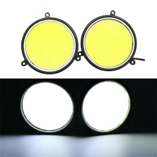 2 件裝白色 LED 燈條 DRL 日間行車燈霧 COB 汽車燈駕駛圓形汽車輔助燈白色牌照燈