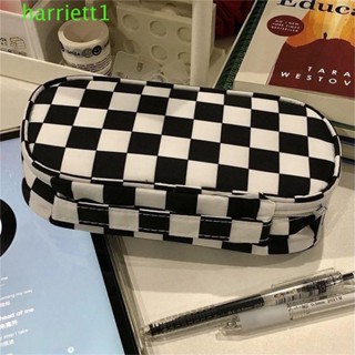 HARRIETT鉛筆盒棋盤格子簡單辦公用品多功能兒童文具袋