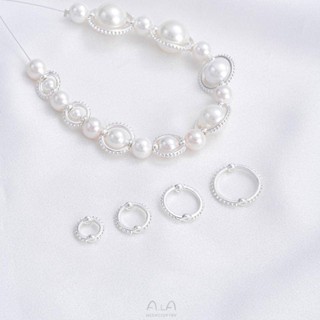 宏雲Hongyun-Ala新品-保色銅包厚銀麻花套珠圈亮銀包珠環手工串珠diy珍珠水晶飾品配件