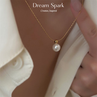 Dream Spark｜法式輕奢單顆珍珠項鍊女高階感小眾鈦鋼不掉色吊墜氣質