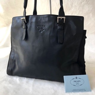 PRADA 肩揹包 皮革 黑色 日本直送 二手