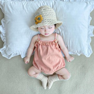 【純棉透氣】新生嬰兒夏裝吊帶包屁衣女寶寶衣服女嬰滿月爬服夏季薄款清涼哈衣