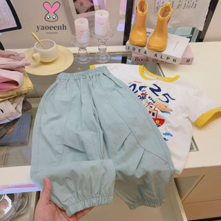 【YAOEENH】90-170CM 夏季男女童超輕薄休閒運動褲 中大童速乾字母束口褲 現貨 快速出貨