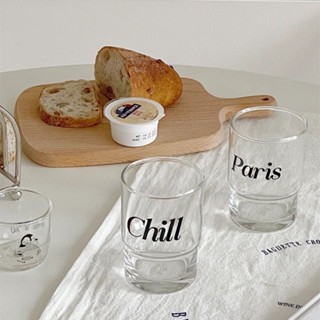【1.1萬人好評】韓國Ins同款字母印花paris果汁杯甜品杯玻璃杯咖啡杯早餐杯牛奶杯drdt