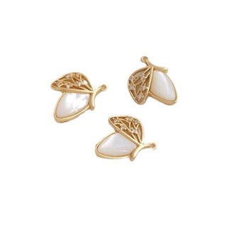 宏雲Hongyun-Ala新品-鑲天然海貝14k包金保色蝴蝶上下吊diy飾品配件吊墜連接件項鍊配飾