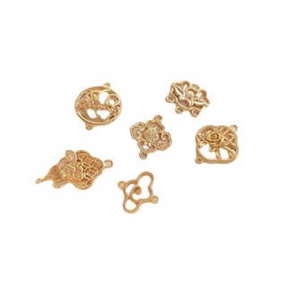 宏雲Hongyun-Ala新品-14k包金保色祥雲如意梅花窗雙吊連接配件手工diy手鍊耳環髮簪吊墜