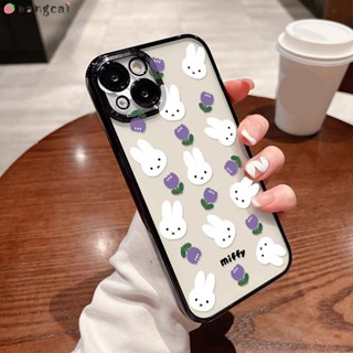 相容 iPhone 16 15 14 Plus 13 Mini Pro Max 手機殼可愛米菲兔兔子鬱金香花草莓卡通碎花