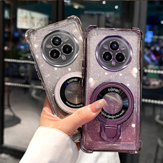 手機殼 Realme 14 Realme 14 Pro 14x 5G 手機殼電鍍閃粉3D指環支架軟殼外殼防震鏡頭膜保護套