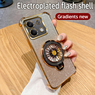 XIAOMI REDMI 適用於小米紅米 Note 13 4G 手機殼防震電鍍 TPU 旋轉陀螺支架保護套手機殼適用於紅