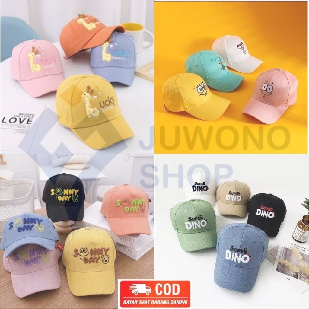 2-10 歲男孩女孩棒球帽超級恐龍長頸鹿角色棒球好運晴天 Just Do It ZS