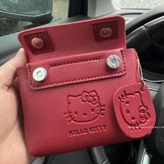 耳機收納包 小收納包 Kitty貓咪手工紅色pu皮質零錢包可愛迷你便攜耳機包隨身小卡包