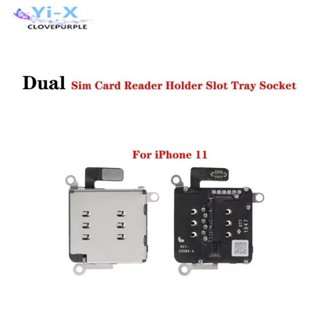 用於 iP 11/11 Pro/11 Pro Max 的雙 Sim 卡讀卡器託盤插槽支架連接器排線
