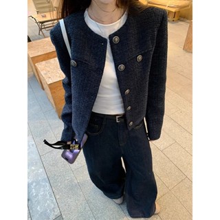 【奇奇樂百貨店】法式名媛小香風外套(黑藍色)高階感短版氣質上衣