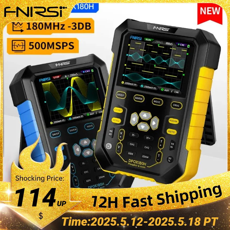 FNIRSI DPOX180H 手持式雙通道數字示波器 180MHz-3DB 二閤一功能信號髮生器熒光顯示變焦