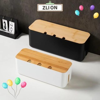 ZLION1電線接線板,電源板隱藏電線竹蓋電纜管理盒,耐用的塑膠多功能辦公桌電纜電腦收納盒