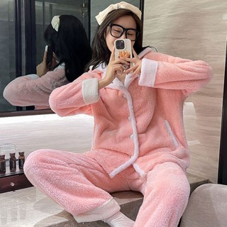 🔥臺灣熱銷🔥秋冬睡衣 長袖睡衣 睡衣套裝 珊瑚絨睡衣女秋冬季加厚加絨學生宿舍可外穿法蘭絨家居服套裝冬天 居家服