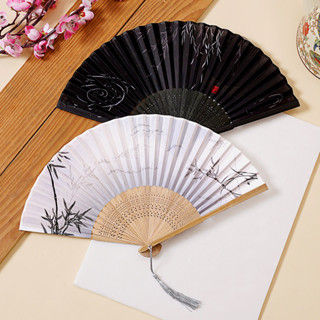 中國風夏日隨身流蘇扇子摺扇古風古代漢服男式漢服兒童舞蹈小竹扇