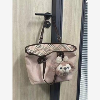 【店鋪熱銷】包包女2025新款學生通勤尼龍布斜揹包小眾大容量托特包格紋手提包
