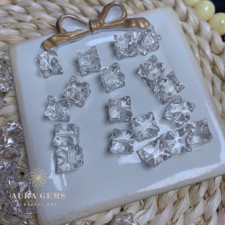 【AURA GEMS】天然白水晶方塊X形梅爾卡八通孔手串項鏈 diy手作材料 手串配件