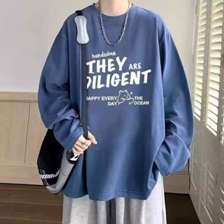 NANS 臺灣現貨 長袖男 氣質春秋季長袖t恤男上衣港風潮牌青少年帥氣休閒寬鬆打底衫