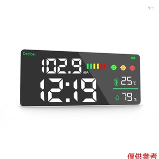 噪音測量儀數字分貝測深儀溫度計濕度計多功能家用環境檢測儀室內壁掛式大屏測試儀