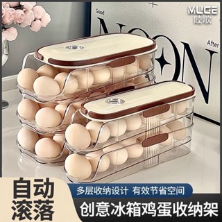 [MTT精選熱賣][保鮮記時長]睦歌鷄蛋收納盒食品級廚房保鮮整理盒自動滾動鷄蛋盒取蛋神器新款