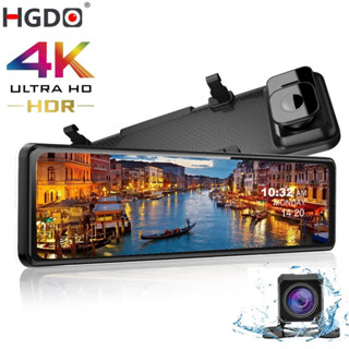 HGDO 12'' 4k車載DVR攝像機索尼IMX415後視鏡FHD 1080p後攝像頭行車記錄儀錄像機停車監視器