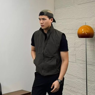 【HOT 本舖】男裝 氣質速幹背心夏季新款防曬戶外機能搭配立領外套無袖多口袋上衣男