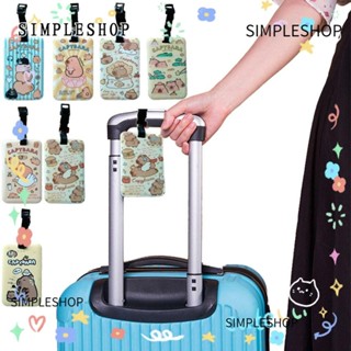 SIMPLESHOP 旅行行李牌,卡通水豚姓名地址電話行李箱標籤,掛牌板標記軟矽膠行李標籤旅行用品