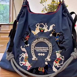 新款包夏季女包 ball and chain 刺繡帆布托特包 ball chain帆布環保購物袋刺繡斜揹包斜揹包大容量登