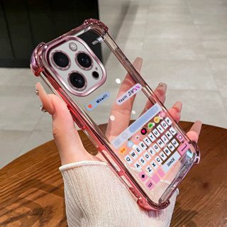 IPhone 15 16 pro max 15 16 plus手機殼可愛鍵盤四角矽膠TPU透明軟殼YF手機殼