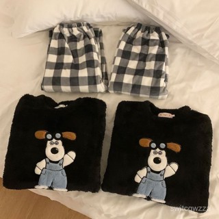 新品首發💋買一送一珊瑚絨睡衣女秋冬季加絨加厚可愛學生卡通冬天家居服套裝 RD2T