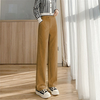 👖秋冬長褲加絨👖加絨加厚燈芯絨闊腿褲女鼕季休閒褲春鞦垂感雪尼爾高腰顯瘦直筒褲哈倫褲休閒長褲加絨長褲加厚保暖