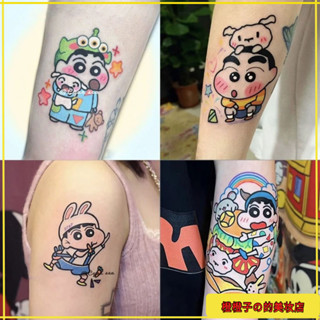 【限時免運】蠟筆小新彩色紋身貼ins卡通酷潮男女持久防水手臂腿部可水洗貼紙