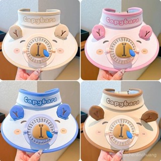 【🧧新店限時大優惠】✨卡皮巴拉帽子兒童防曬遮陽空頂帽女童風扇帽大帽簷女孩戶外太陽帽[樂貝]