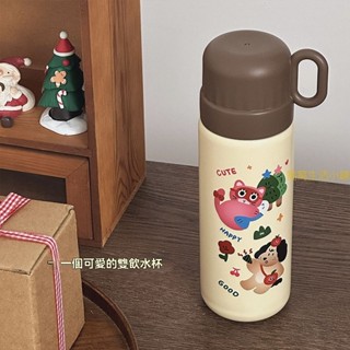 可愛吸管保溫杯 韓版保溫瓶 兒童保溫杯 卡通杯子 小清新水杯 學生水壺 便攜水杯 高顏值不鏽鋼水杯