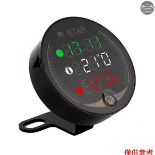 4合1摩托車atv電壓表+電子鐘+溫度計+秒錶數字led溫度電壓測試儀