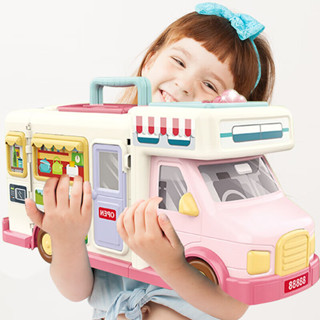 【臺灣出貨】兒童過家家女孩娃娃屋推車 玩具3歲男童變形音樂房車 滑行生日禮物