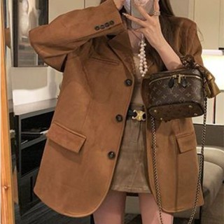 [Ginie]COD現貨 免運 AST美拉德Get質感西服小眾棕色複古西裝外套女2025年春秋季時尚新款速髮425