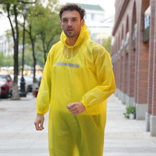 Amymoons EVA雨衣前後反光雨衣便攜成人安全雨衣戶外徒步雨衣兜帽雨具雨披