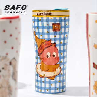 SAFO 星星人 杯子 水杯 陶瓷保溫杯 女馬克杯 帶蓋咖啡隨行杯兒童大容量
